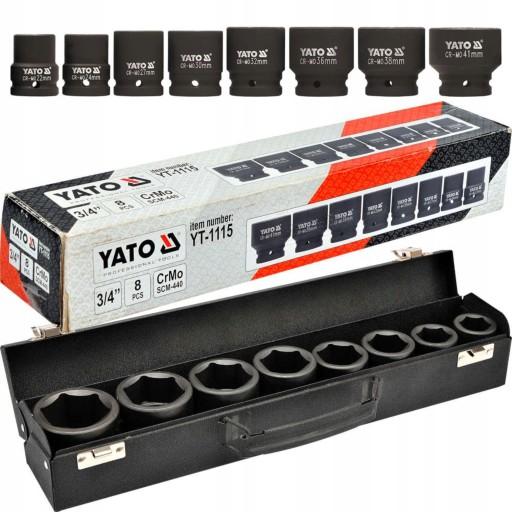 НАБІР YATO НАБІР КЛЮЧІВ ГОЛОВНИХ УДАРНИХ 3/4'' ЯЩ. 8 ЕЛЕМЕНТ. YT-1115