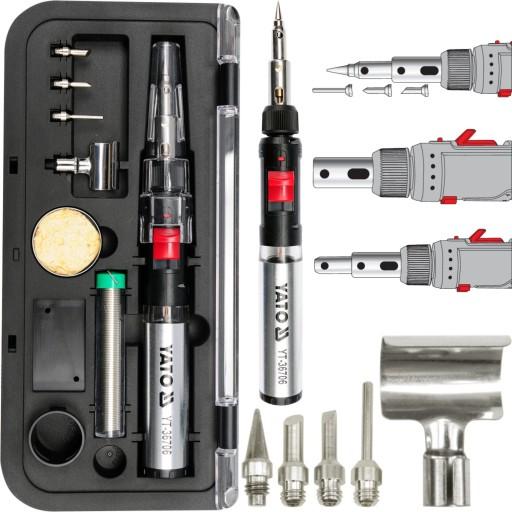 НАБОР YATO ГАЗОВЫЙ ПАЯЛЬНИК ТЕПЛОВАЯ ПИСТОЛЕТКА ГОРЕЛКА 3 в 1