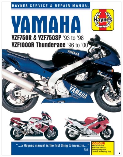 Yamaha YZF750R YZF750SP Yzf1000r Thunderace 1993-2000 посібник з ремонту 24h