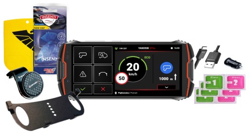 Yanosik GTm с сенсорным экраном, подписка на 12 месяцев + специальный держатель