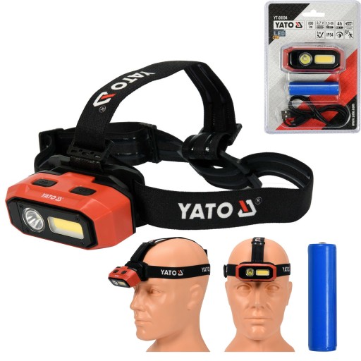 Перезаряджуваний світлодіодний налобний ліхтар Yato COB SST40 з плавним регулюванням датчика R
