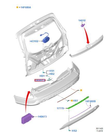 GJ54-S404B12-AB - Задняя крышка багажника FORD KUGA Mk2 / ESCAPE 2016-