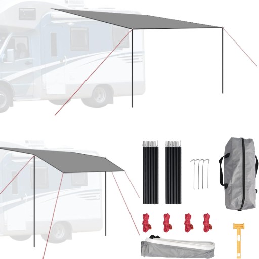 ŻAGIEL PRZECIWSŁONECZNY DO PRZYCZEPY KEMPINGOWEJ STELAŻ MARKIZA 400x250 UV - РАМА ТЕНТУ SUN SAIL ДЛЯ КЕМПІНГУ 400x250 UV