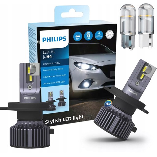 ЛАМПА H4 PHILIPS LED ULTINON PRO 3022 МОДЕРНІЗОВАНА БІЛА OEM + W5W