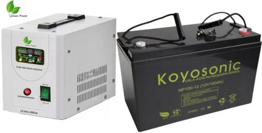 АВАРІЙНЕ ДЖЕРЕЛО ЖИВЛЕННЯ ДЛЯ ЦО КОТЛА UPS CLEAR POWER 500 12/230V + 100Ah AGM