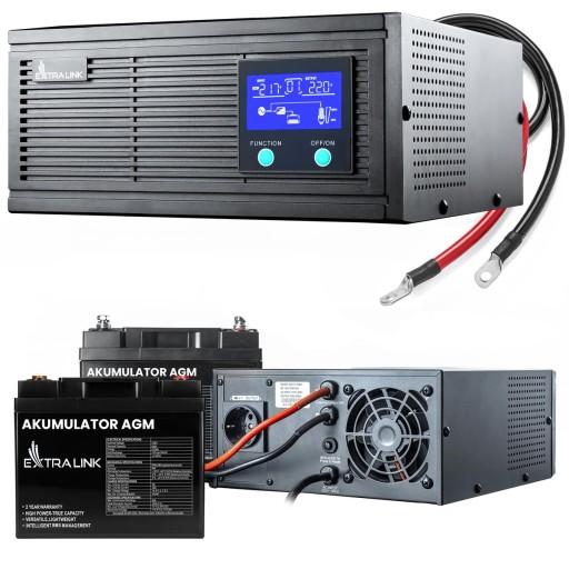 UPS UPS 1200VA 1000W Inverter + 2x AGM Battery 65Ah КОМПЛЕКТ