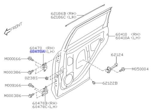 60479SJ010 - ПЕТЛЯ ЗАДНЬОЇ ЛІВОЇ ДВЕРІ SUBARU FORESTER V 19-