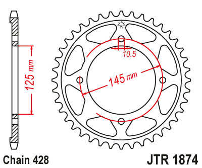 JTR1874.59 - ЗІРОЧКА ЗАДНЯ ЗАДНЯ JT YAMAHA XVS DRAG STAR 125