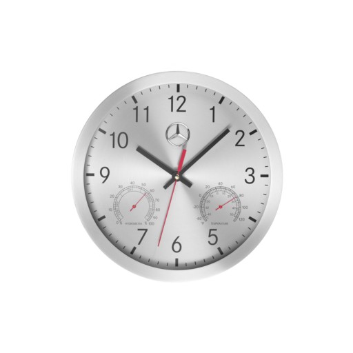 НАСТІННИЙ ГОДИННИК MERCEDES З 3D ЛОГОТИПОМ, СРІБЛИСТИЙ