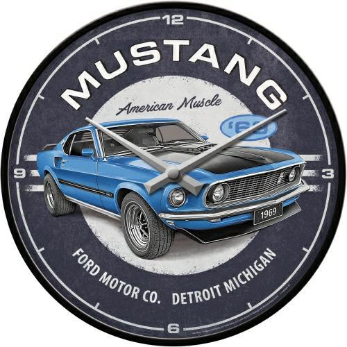 НАСТЕННЫЕ ЧАСЫ FORD MUSTANG 1969 КЛАССИЧЕСКИЙ АВТОМОБИЛЬ ПОДАРОК ​​ФАНАТЕЛЮ