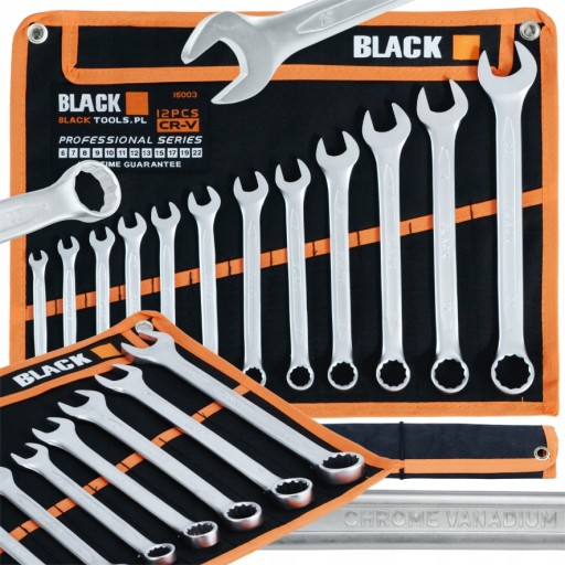 НАБІР КЛЮЧІВ ГАЙЧНИХ 6-22ММ 12 ШТ. CRV САТИНОВЕ ПОКРІБЛЕННЯ DIN 3113