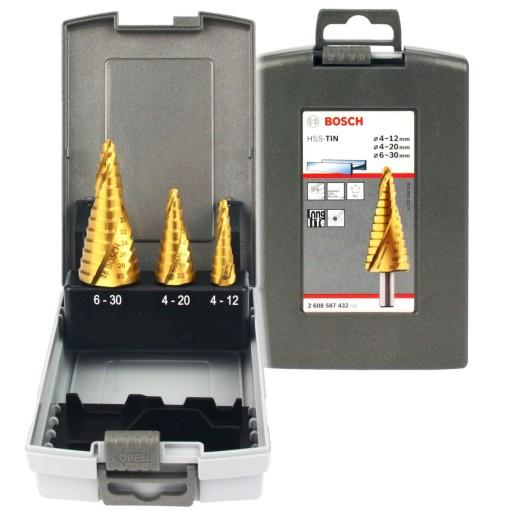 НАБОР ИЗ 3 СТУПЕНЧАТЫХ СВЕРЛ BOSCH HSS-TIN