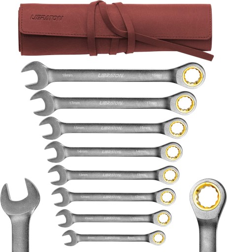 НАБІР З 8 КЛЮЧІВ LIBRATON 8-17 MM PROFESSIONAL + ЧОХАЛ