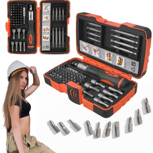 НАБОР БИТ И НАСАДКИ ОТВЕРТКИ С МАГНИТНОЙ ОТВЕРТКОЙ С ТРЕЩОВКОЙ 62 шт.