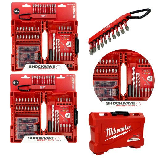 НАБОР УДАРНЫХ СВЕРЛ И СВЕРЛ 54ШТ. MILWAUKEE SHOCKWAVE SET 2ШТ.