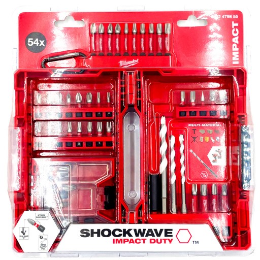 НАБІР УДАРНИХ БІТ І СВЕРДЛ 54 шт. SHOCKWAVE MILWAUKEE 4932479855