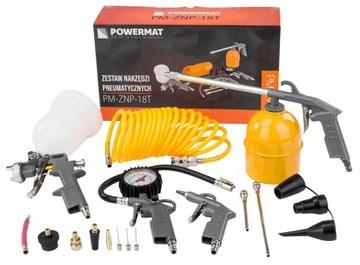 КОМПРЕССОРНЫЙ КОМПЛЕКТ ДЛЯ ПНЕВМАТИЧЕСКИХ ПОКРАСОЧНЫХ ИНСТРУМЕНТОВ, ШЛАНГОВЫЙ ПИСТОЛЕТ, 18 ЭЛЕМЕНТОВ.