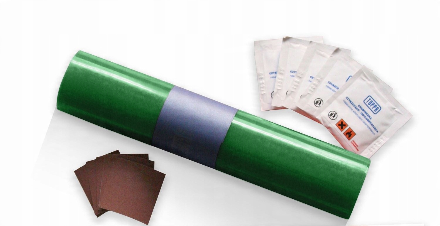 КОМПЛЕКТ ДЛЯ РЕМОНТА БРЕЗЕНТА 220X32 СМ ЗЕЛЕНЫЙ