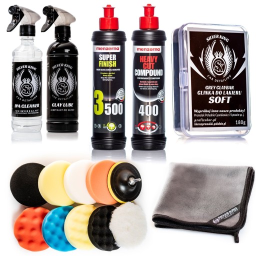 НАБОР ДЛЯ ПОЛИРОВКИ АВТОМОБИЛЯ ПОЛИРОВАЛЬНЫЕ ПАСТЫ IPA CLAY СМАЗОЧНЫЕ ПОДУШКИ