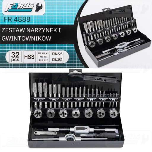 МАТРИЦІ ДЛЯ РІЗЬБОВИХ НАБІР МТАШКИ М3-М12 32 шт. КАЛІБРУВАЛЬНА МАШИНА