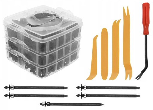НАБІР КЛІПС, ПОРЗОК, КЛІПС, ОББИВКИ ДЛЯ АВТО, 630шт, ШТИРКИ БАМПЕРА