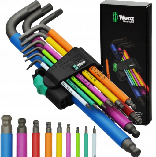 НАБОР КЛЮЧЕЙ ШЕСТИГРАННЫХ С ШАРИКОЙ 1,5-10ММ HEX-PLUS WERA MULTICOLOR