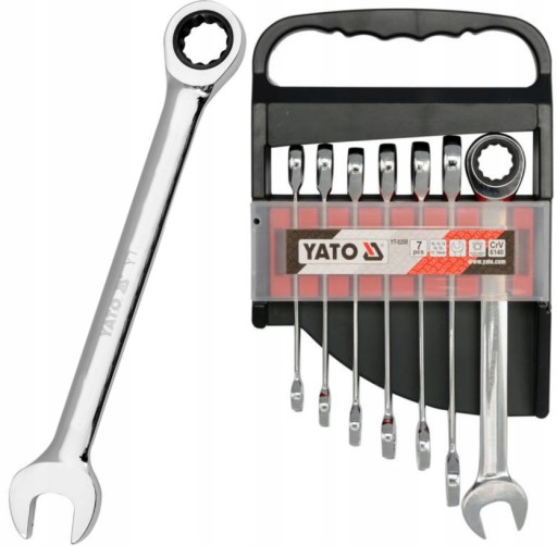 НАБОР КЛЮЧЕЙ НАКИДНЫХ С ТРЕЩОТКОЙ 7 ШТ. 10-19мм YATO