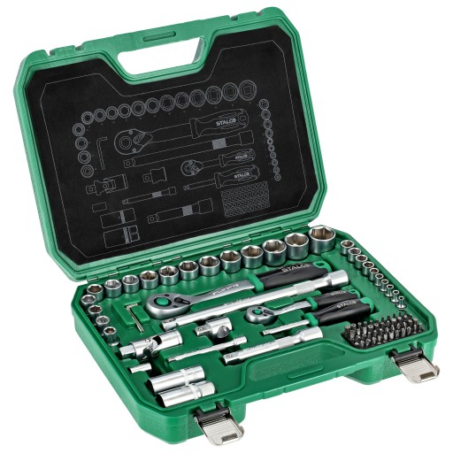 НАБІР КЛЮЧІВ ГАЙКОВИХ 1/2 і 1/4 ТРІСПОВИК 90 ЗУБІВ 84 ЕЛЕМЕНТА STALCO