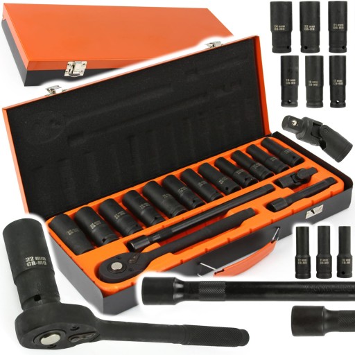 НАБІР КЛЮЧІВ НАКОНЕЧНИХ 10-24ММ 1/2'' 17 ЕЛ. CR-MO