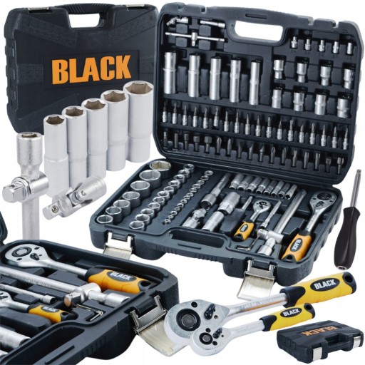 НАБІР КЛЮЧІВ ТОРЗИЧНИХ 108 ЕЛЕМЕНТІВ CR-V В КОНТРОЛІ З БІТАМИ З ТРЩАЧКОВОЮ