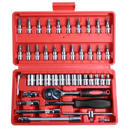 НАБІР ГАЙКОВИХ КЛЮЧІВ TORX БІТИ ЧОМБА ДЛЯ ІНСТРУМЕНТІВ З ХРАПОВИКОМ 46 шт.