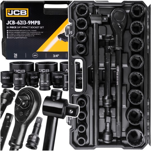 НАБІР КЛЮЧІВ УДАРНИХ ТОРЦЕВИХ 3/4'' 12-КУТОВИХ 17-50 ММ В КЕЙСАНІ JCB