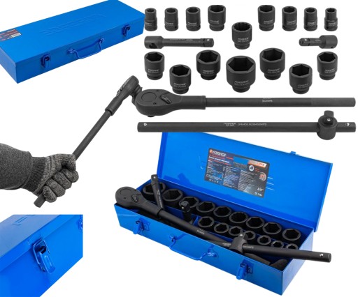 НАБІР УДАРНИХ ГАЙКОВИХ КЛЮЧІВ 3/4 ГОЛОВНИХ 21 EL 17-50ММ 6-К. 12-К.