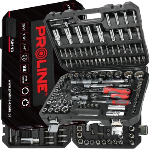 НАБІР КЛЮЧІВ ГАЙКОВИХ В МАЙСТЕРНІЙ БОКСІ 113EL> 1/2 1/4 Proline