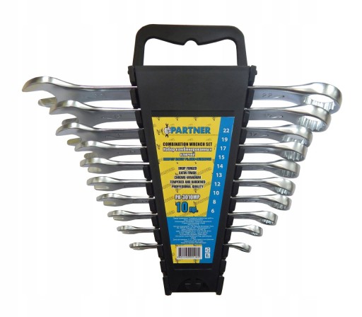 НАБОР КОМБИНИРОВАННЫХ КЛЮЧЕЙ 10 ЭЛЕМЕНТОВ. ПАРТНЕР Cr-V, DIN 3113