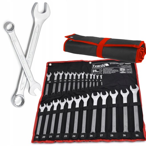 НАБІР КЛЮЧІВ КОМБІНАЦІЙНИХ 25 ЕЛЕМЕНТІВ. 6-32MM CRV-CS SATIN TVARDY T00653