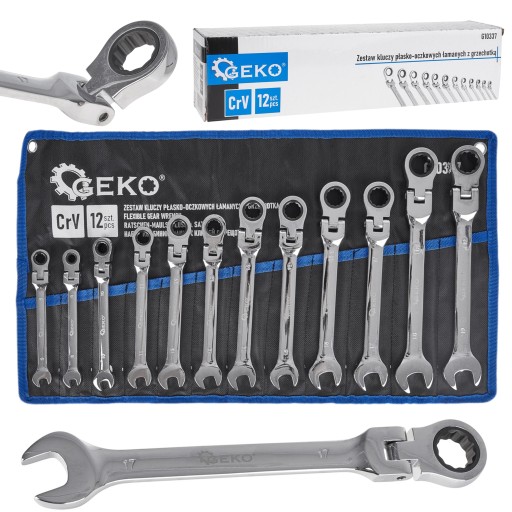 НАБІР КЛЮЧІВ КОМБІНАЦІЙНИХ З ТРІСКАВКОМ 12 ШТ. 8-19MM G10337