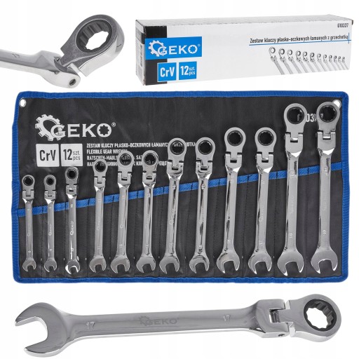 НАБОР КЛЮЧЕЙ КОМБИНИРОВАННЫХ С ТРЕЩОТКОЙ, 12 ШТ. 8-19ММ G10337