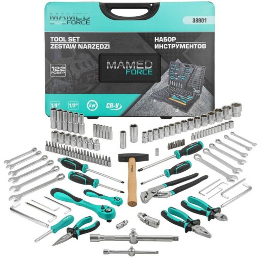 НАБОР ИНСТРУМЕНТОВ ГОЛОВКИ КЛЮЧИ ЩИПЦЫ 122 шт. 1/4