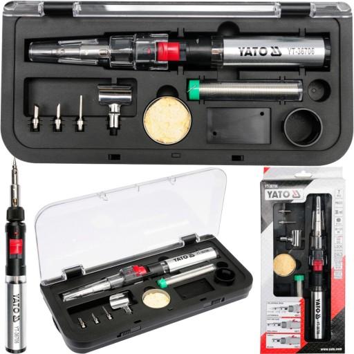 НАБОР ГАЗОВОГО ПАЯЛЦА ТЕРМОГОРЕЛКА 3 В 1 С АКСЕССУАРАМИ 125 ВТ ​​YATO