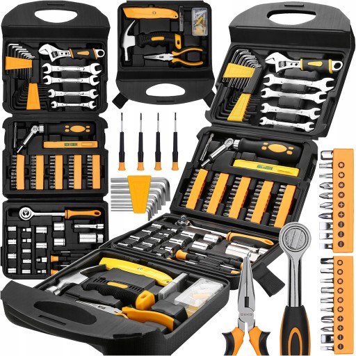 НАБОР ИНСТРУМЕНТОВ DEKO 165EL: ТРЕЩОТКА, КЛЮЧИ, БИТЫ, КОРПУС, CRV СТАЛЬ