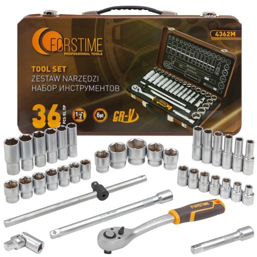 НАБІР ІНСТРУМЕНТІВ ГНІЗДОВА ТРАЩІТКА 1/2'' CR-V 36 ЕЛЕМЕНТІВ