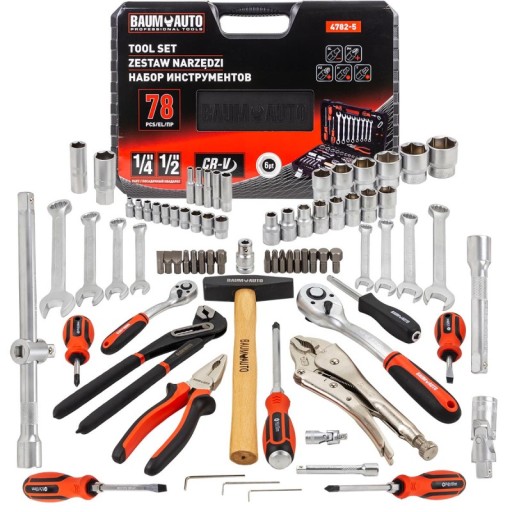 НАБІР ІНСТРУМЕНТІВ КЛЮЧІ КІЛЬЦЕВІ ТОРЦЕВІ ТРАЩІТКИ 78 EL