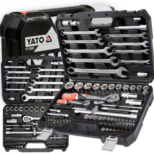 НАБІР ІНСТРУМЕНТІВ, КЛЮЧІ РІЗКОВІ, ГОЛОВКИ ДЛЯ БІТ, 82 ЕЛЕМЕНТИ YATO