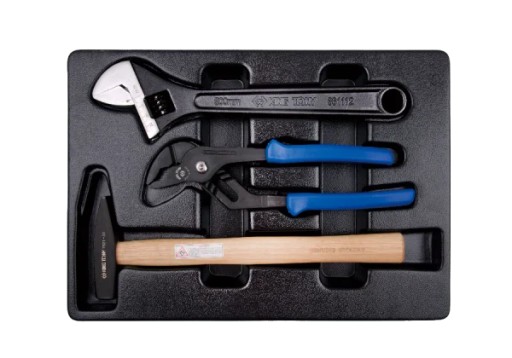 НАБОР ИНСТРУМЕНТОВ, ЩИПЦЫ, МОЛОТОК - 3611-12P + 6511-10A + 7821-30, ВСТАВКА ДЛЯ