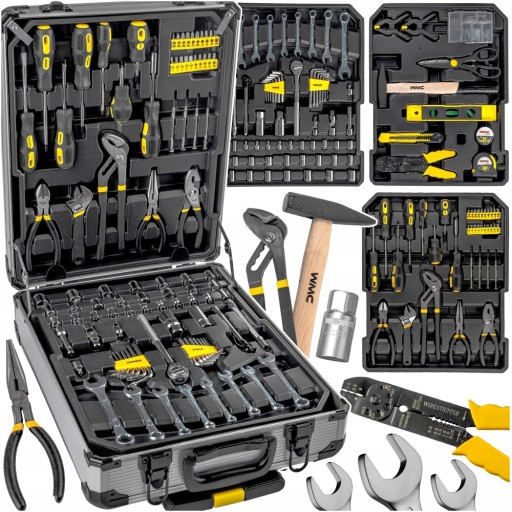 НАБОР ИНСТРУМЕНТОВ В КЕЙСЕ 186 ЭЛЕМЕНТОВ. ИНСТРУМЕНТЫ WMC ПЕРЕДОВЫЕ КЛЕЩИ БИТЫ КЛЮЧИ