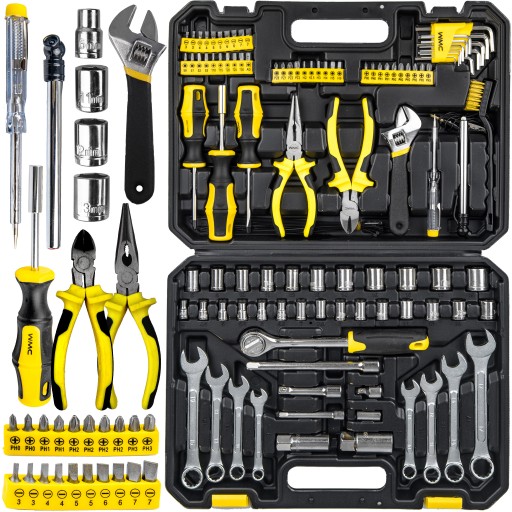 НАБОР ИНСТРУМЕНТОВ, ЧЕХОЛ ДЛЯ ИНСТРУМЕНТОВ, ТРЕЩОТКА, КОЛПАЧКИ, БИТЫ 122 EL CRV STEEL