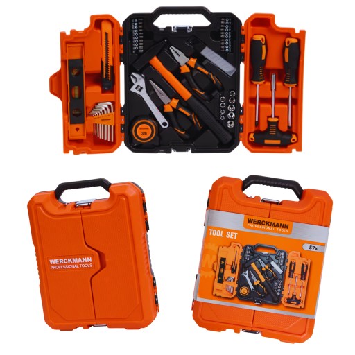 НАБІР ІНСТРУМЕНТУ WERCKMANN 57 ПРЕДМЕТІВ В КОРОБЦІ ДЛЯ ДОМУ ТА МАЙСТЕРНІ