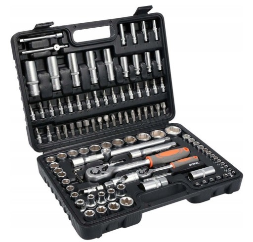 НАБІР ІНСТРУМЕНТІВ ГАЙКОВІ КЛЮЧІ ГОЛОВНІ ТРАЩОЧКИ БІТИ 108EL STHOR 58685