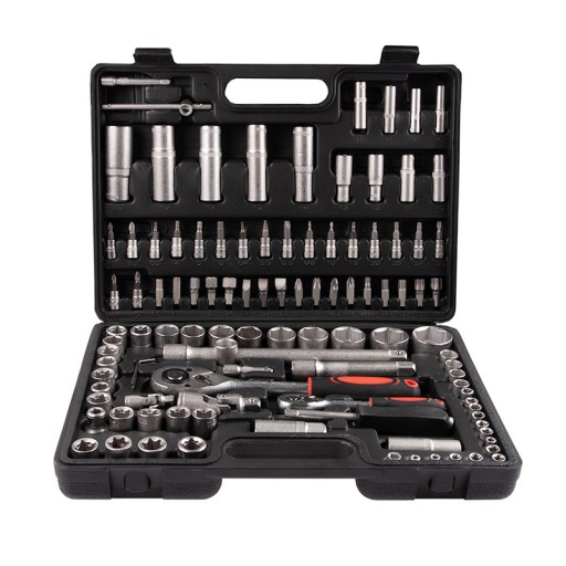 НАБІР ІНСТРУМЕНТІВ ТОРЦЕВІ КЛЮЧІ 108 ШТАТІВ ГОЛОВКИ З ХРАПОВИКОМ 1/4 1/2